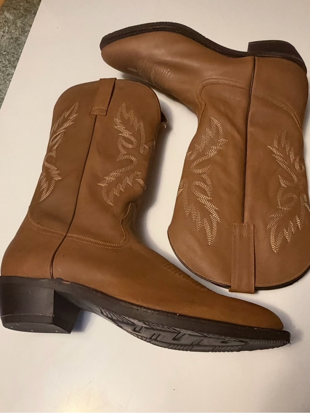 NWOT Masterson Men's Brown Cowboy Western Boots - Classic Leather Pull-On